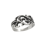 Scroll Band Silver Ring