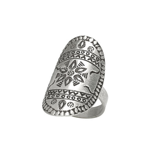 Oval Stamped Silver Ring