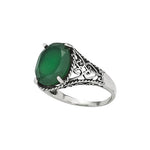 Faceted Green Agate & Silver Ring