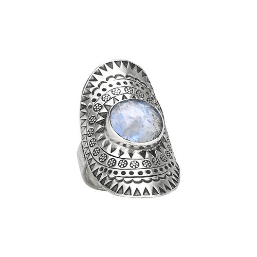 Moonstone Shield Silver Ring