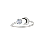 Moon & Moonstone Silver Ring