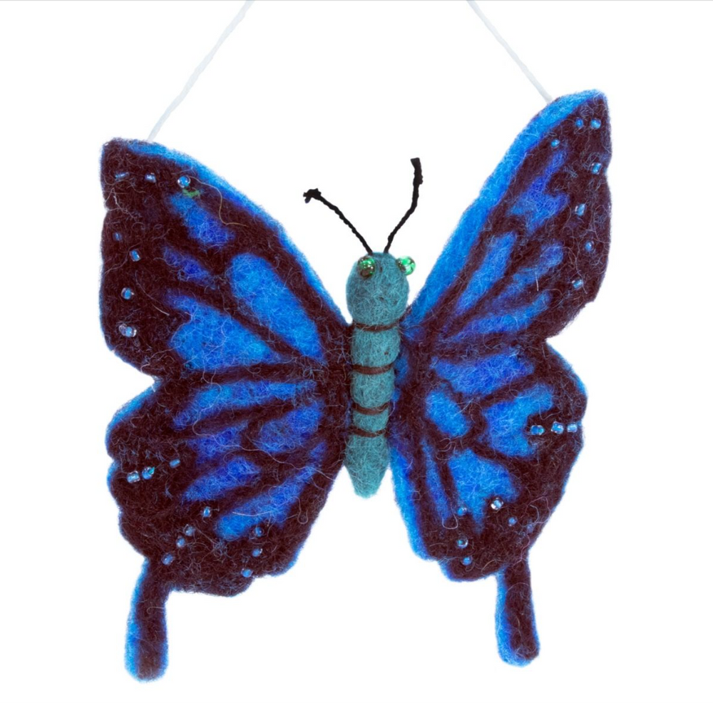 Fair Trade Blue Butterfly Ornament
