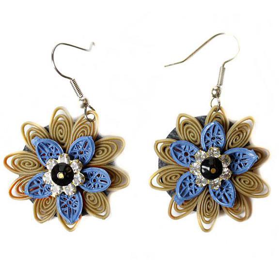 Upcycled Blue Floral Earring