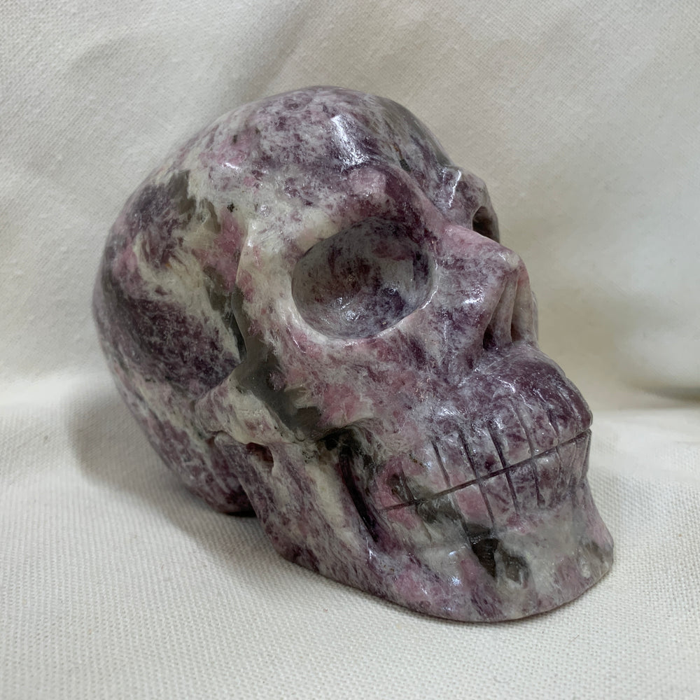 Lepidolite Crystal Skull
