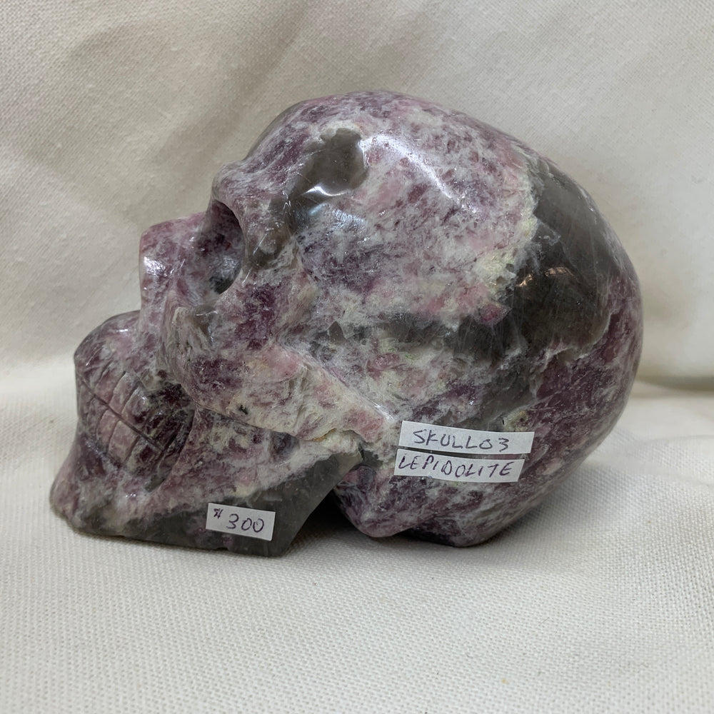 Lepidolite Crystal Skull