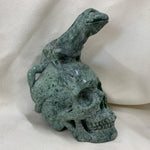 Tree Agate Crystal Skull and Gecko