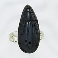 Black Onyx Teardrop Silver Ring
