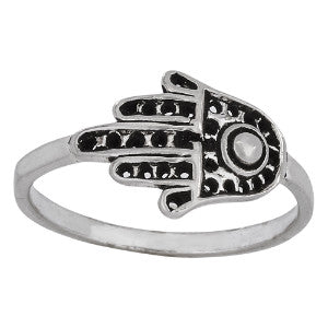Sideways Hamsa Silver Ring