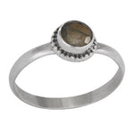 Labradorite Round Faceted Silver Ring