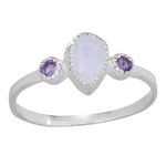 Moonstone and Amethyst Silver Ring