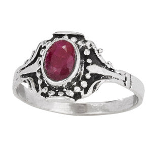 Ruby Saddle Silver Ring